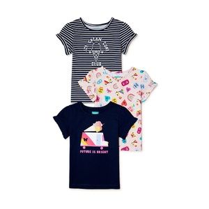 Girls 3 pack Graphic design ruffle tshirt size 8 NWT